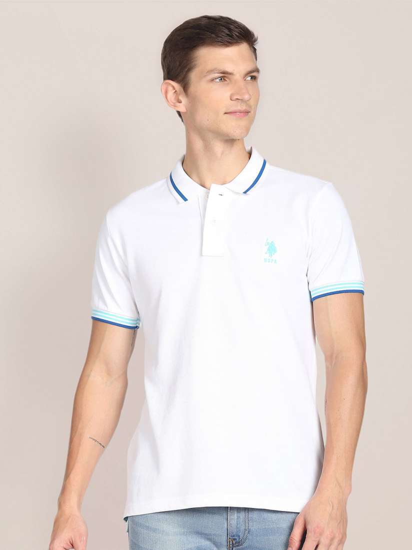 Buy U.S. Polo Assn. Pure Cotton Polo Collar Slim Fit T shirt Tshirts for Men 23351594 Myntra