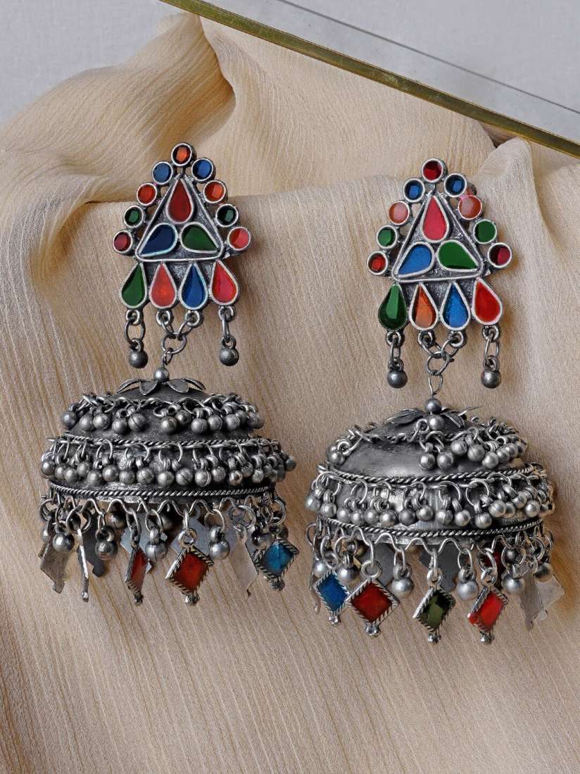 Buy TEEJH Oxidised Dome Shaped Jhumkas Earrings Earrings for Women 23354380 Myntra