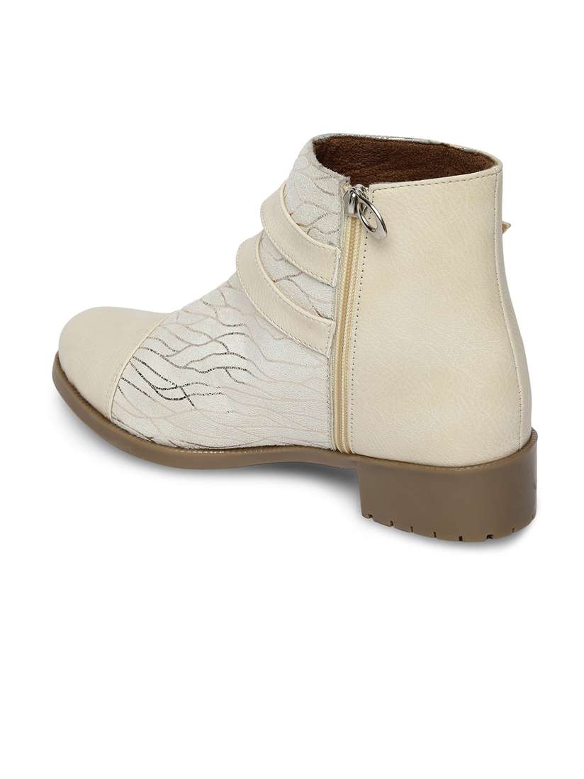 Leather Boots Cream Flat Boots Womens Marc Loire Women Cream