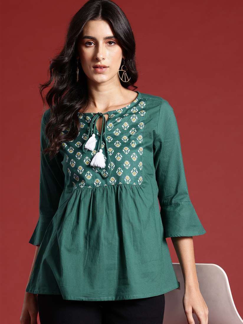 Buy all about you Ethnic Motifs Printed Pleated Kurti Kurtis for Women 23358588 Myntra
