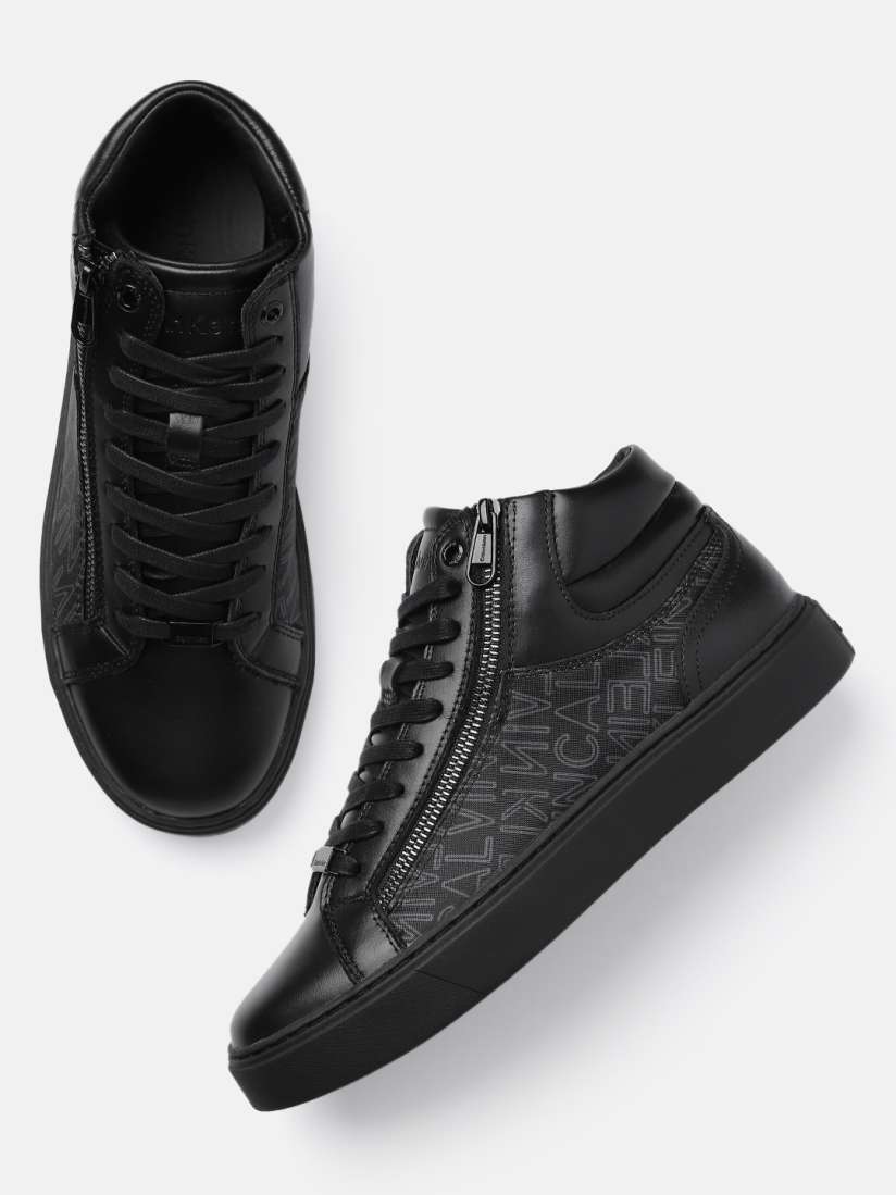 Buy Calvin Klein Men Printed Leather Mid Top Sneakers Casual Shoes for Men 23362384 Myntra