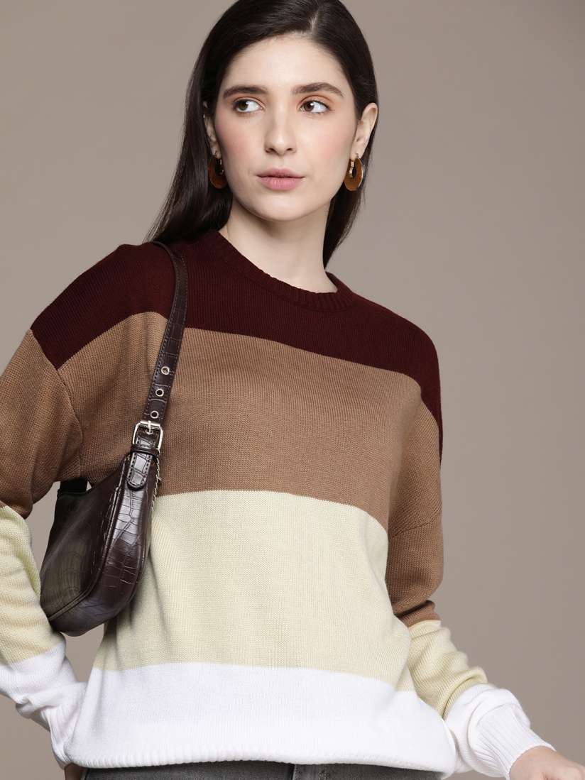 Buy French Connection Self Design Colourblocked Pullover Sweaters for Women 23363018 Myntra