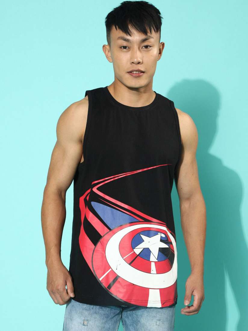 Buy VEIRDO Black Captain America Printed Cotton T shirt Tshirts for Men 23367262 Myntra