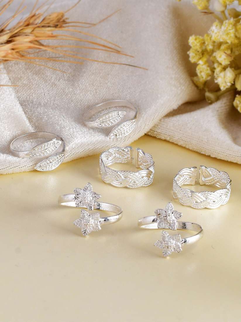 Buy Silvermerc Designs Set of 3 Silver Plated Traditional Bichiya Toe Rings for Women 23370756 Myntra