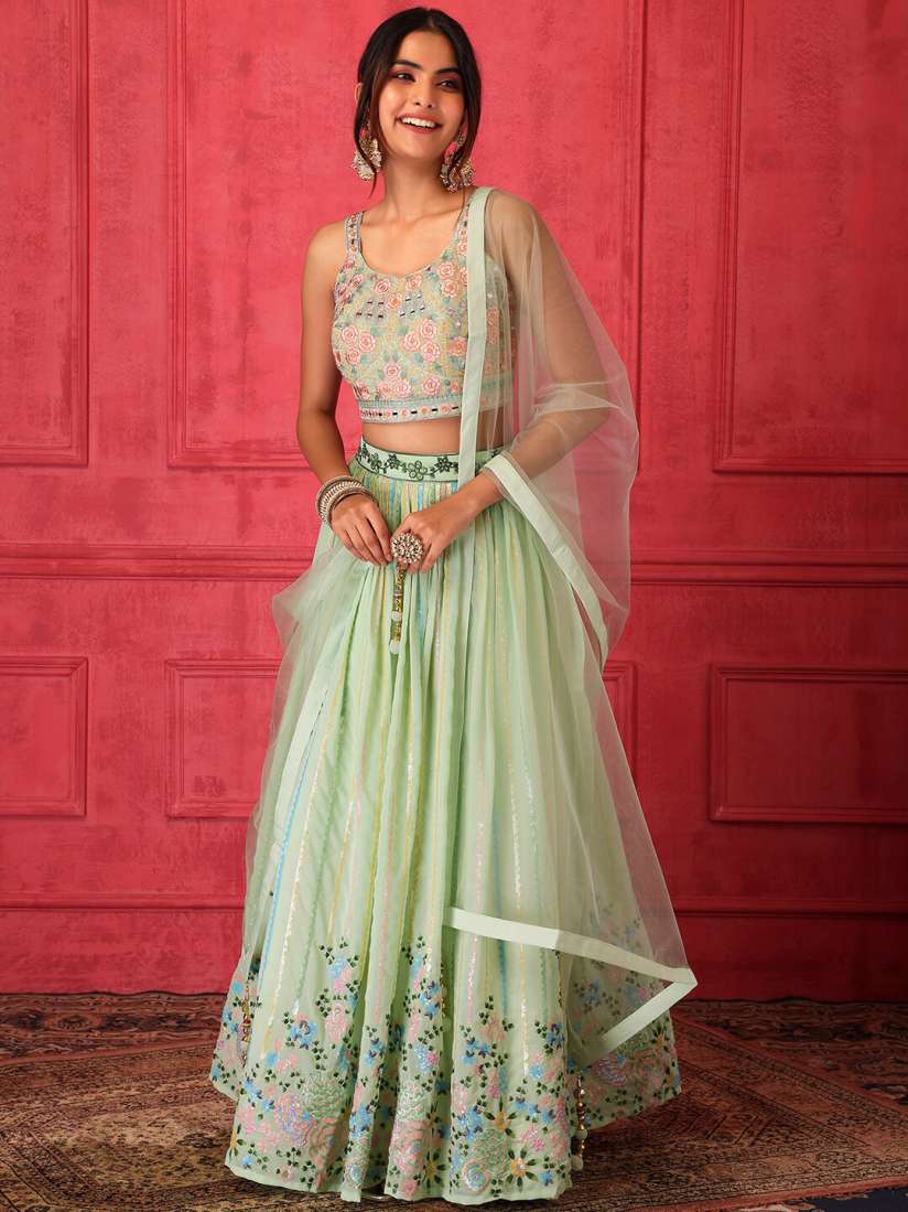Buy Indya Luxe Embroidered Mirror Work Ready to Wear Lehenga Blouse With Dupatta Lehenga Choli for Women 23376786 Myntra
