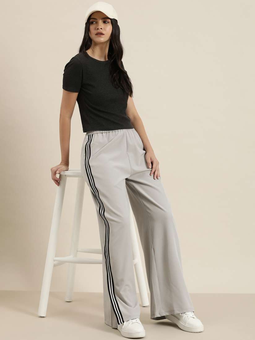Buy HERE NOW Women Loose Fit Side Taping Slit Detail Track Pants Track Pants for Women 23377998 Myntra