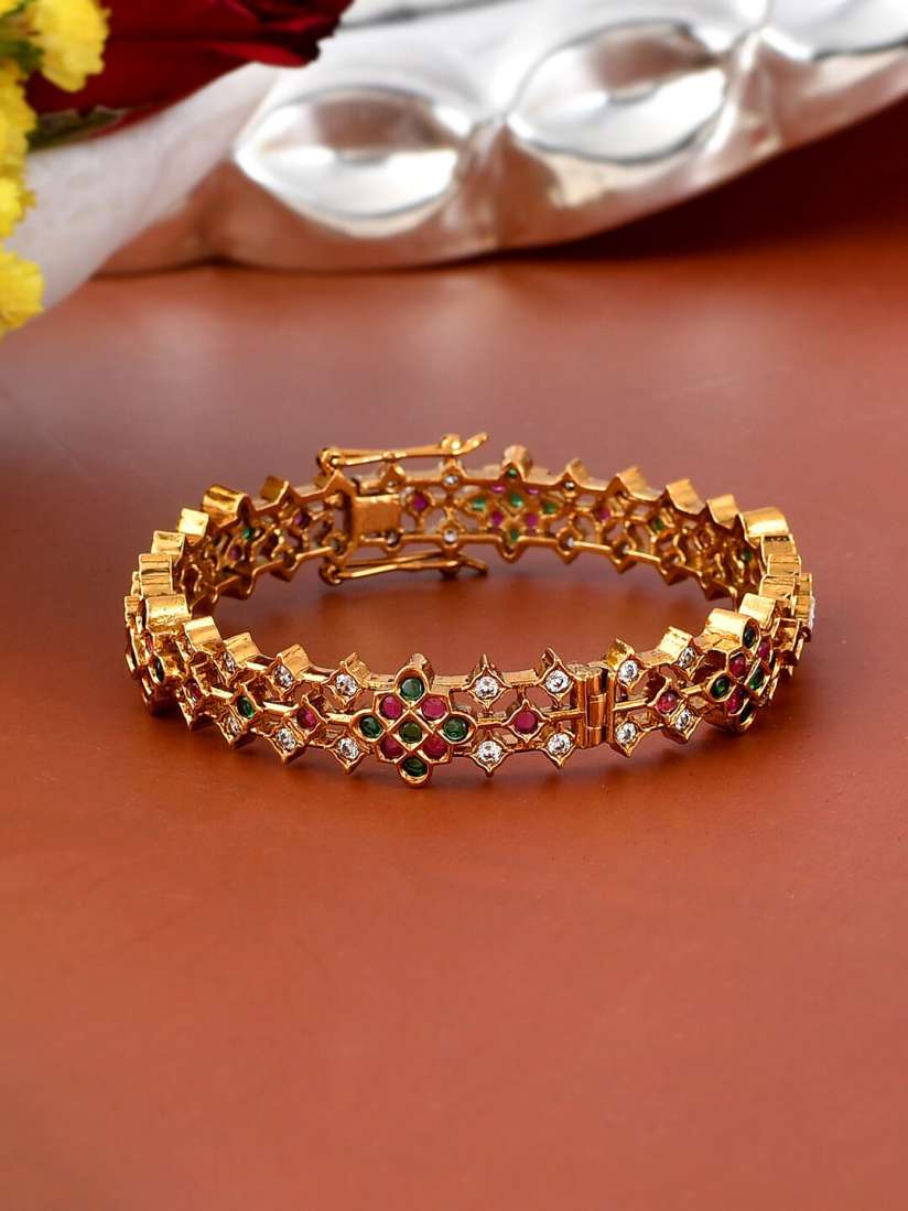 Buy Voylla Gold Plated Stone Studded Bangle Bangle for Women 23383758 Myntra