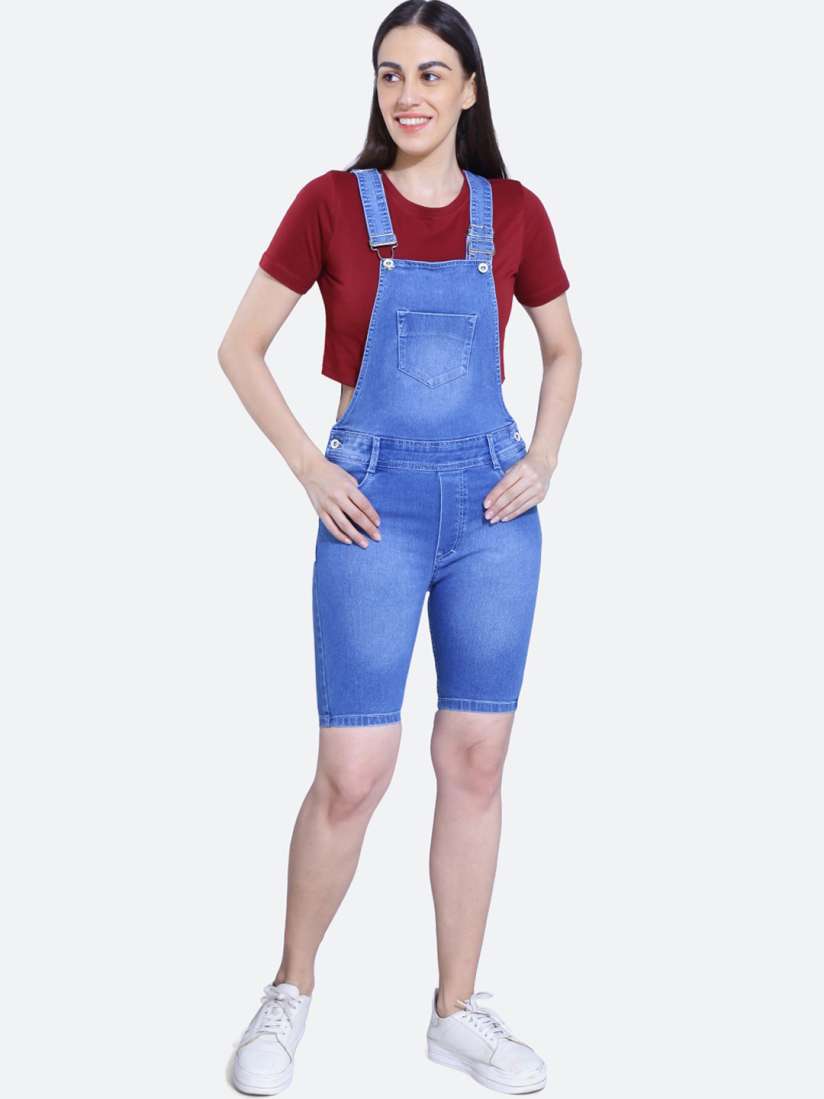 Buy FCK 3 Stretchable Denim Short Dungaree Dungarees for Women 23394932 Myntra