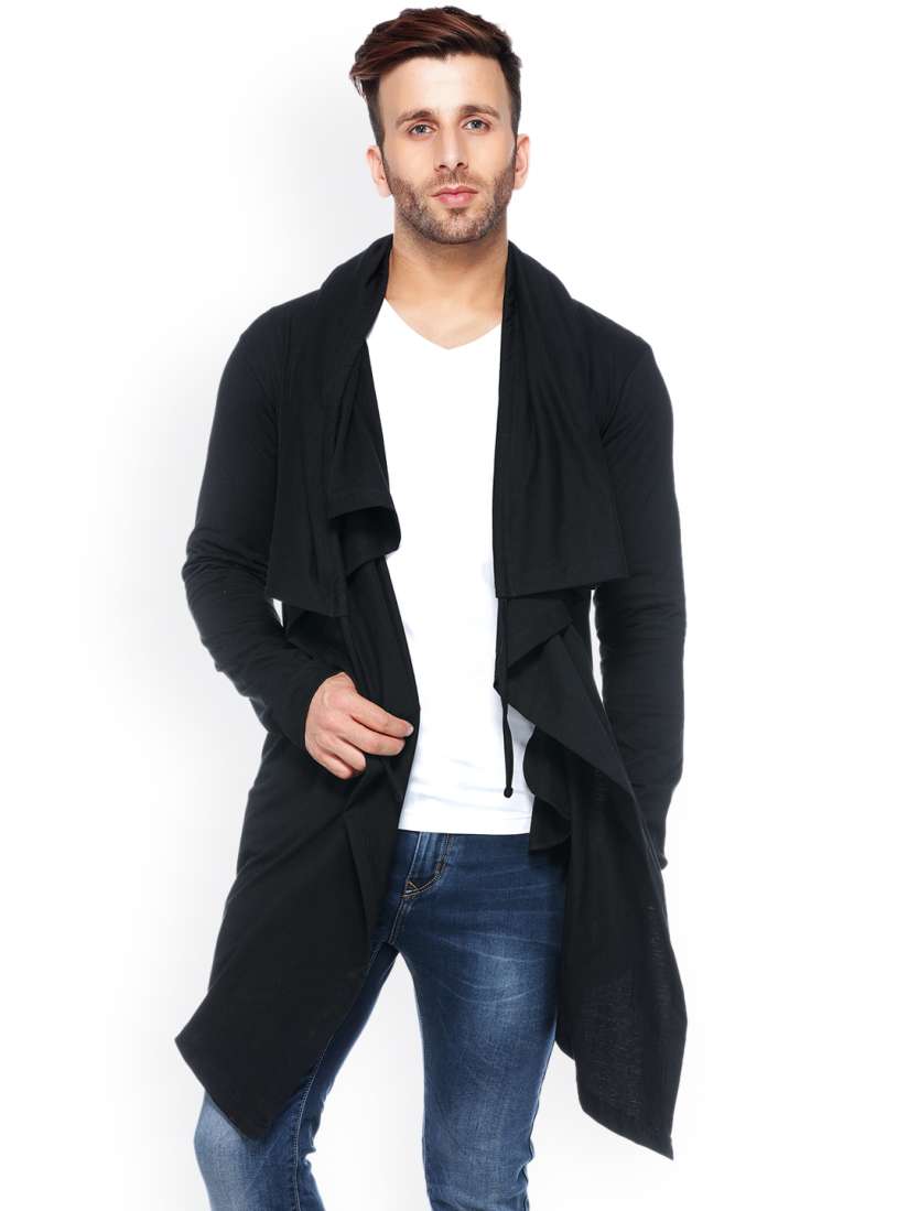 Men black solid shrug jacket outlet