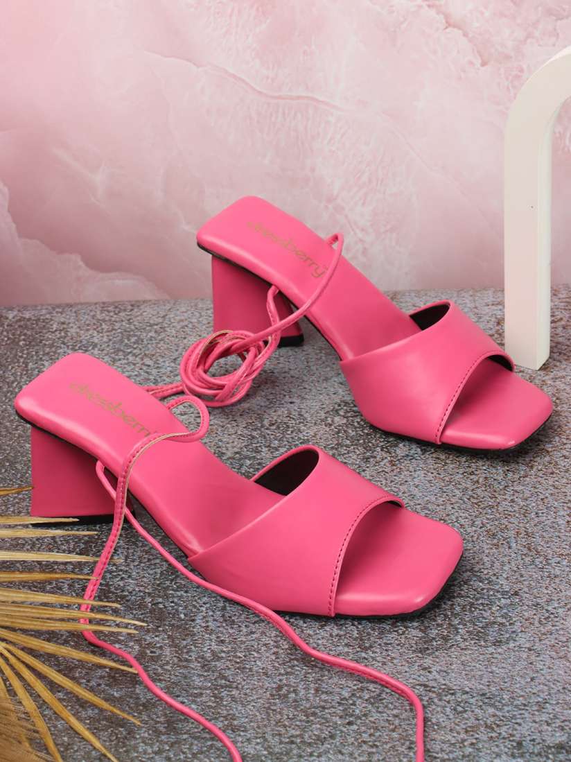 Buy DressBerry Pink Open Toe Block Heel Gladiators Heels for Women 23404748 Myntra