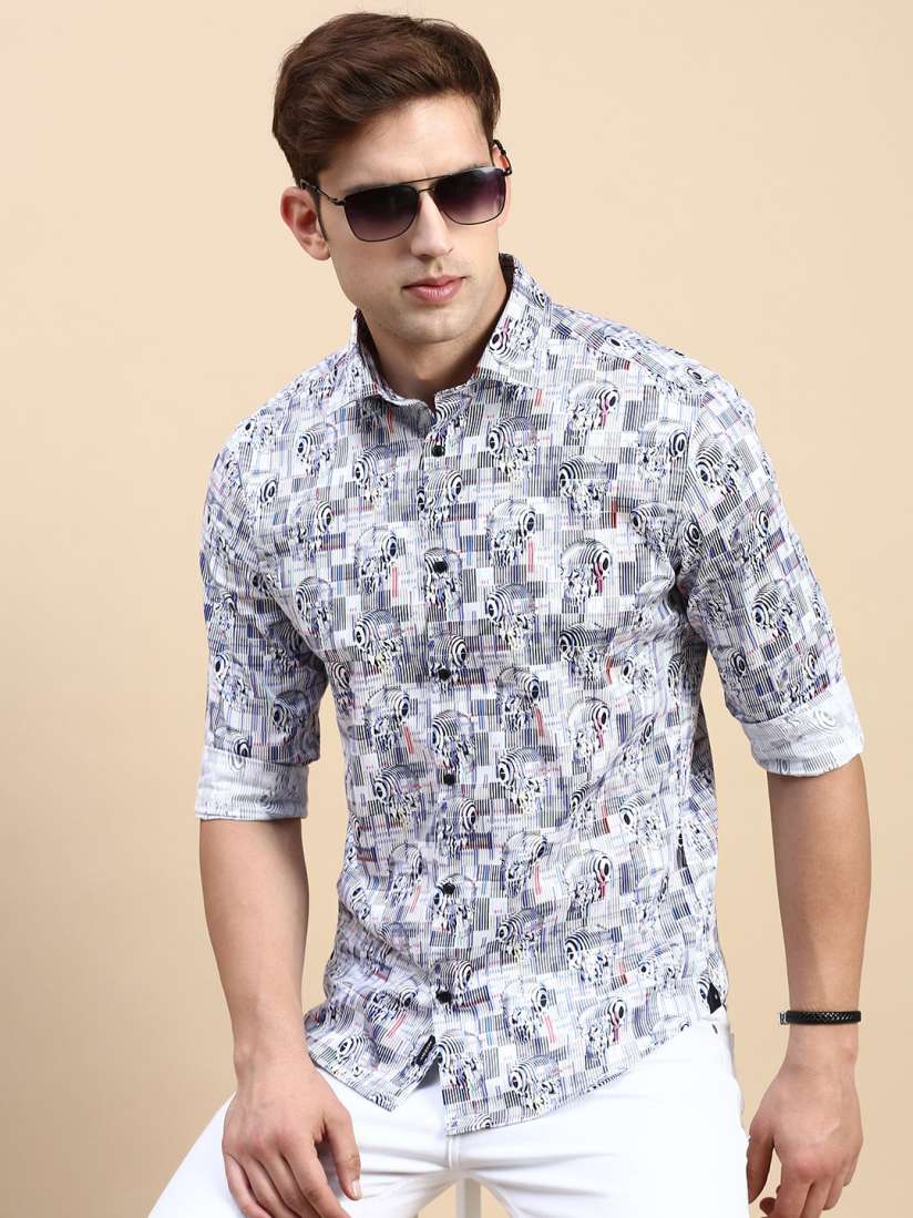 Buy SHOWOFF Comfort Slim Fit Opaque Abstract Printed Cotton Casual Shirt Shirts for Men 23406962 Myntra