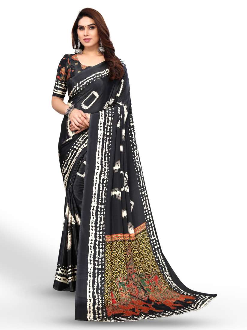 Buy FABMORA Tie Dye Printed Pure Crepe Saree Sarees for Women 23424542 Myntra