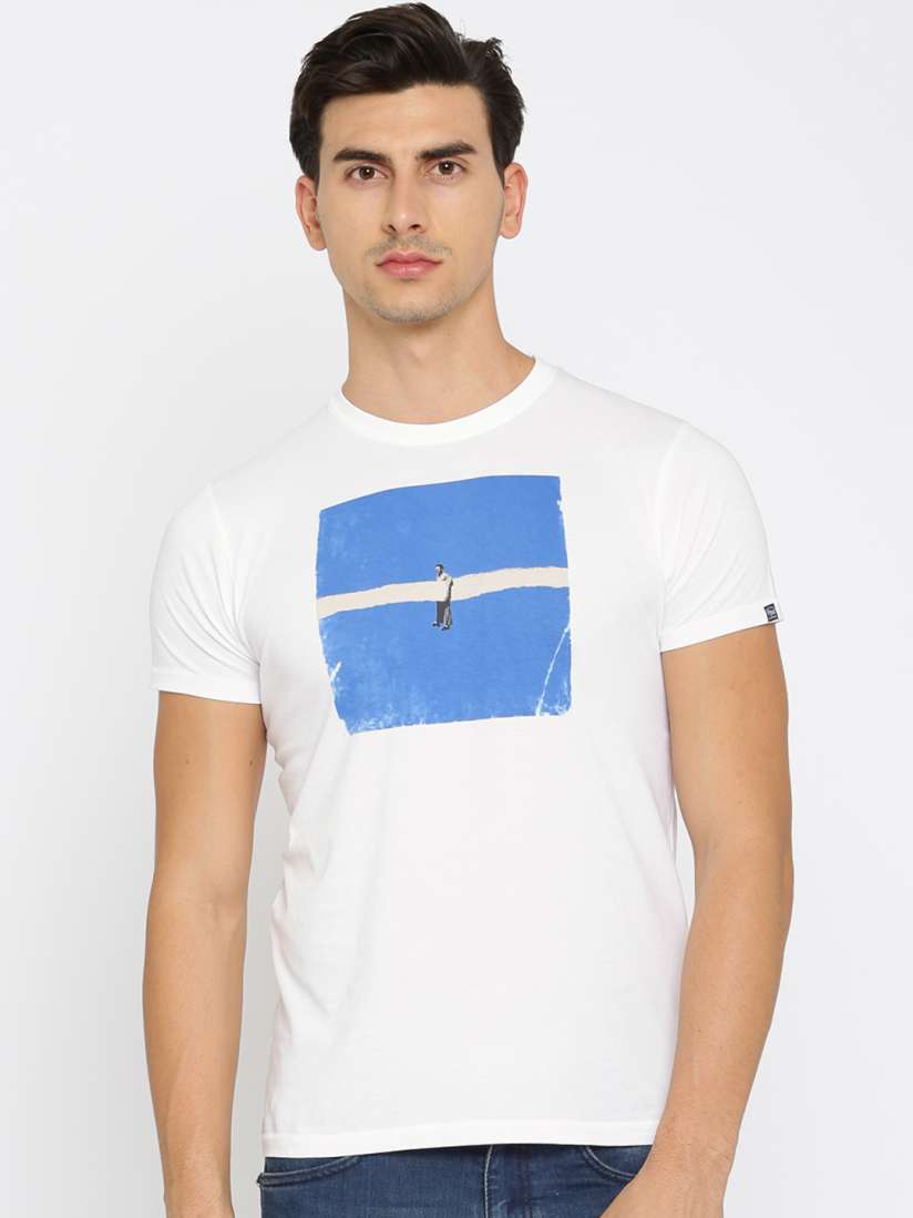 Buy Pepe Jeans Men White Slim Fit Printed Round Neck Pure Cotton T shirt Tshirts for Men 2342820 Myntra