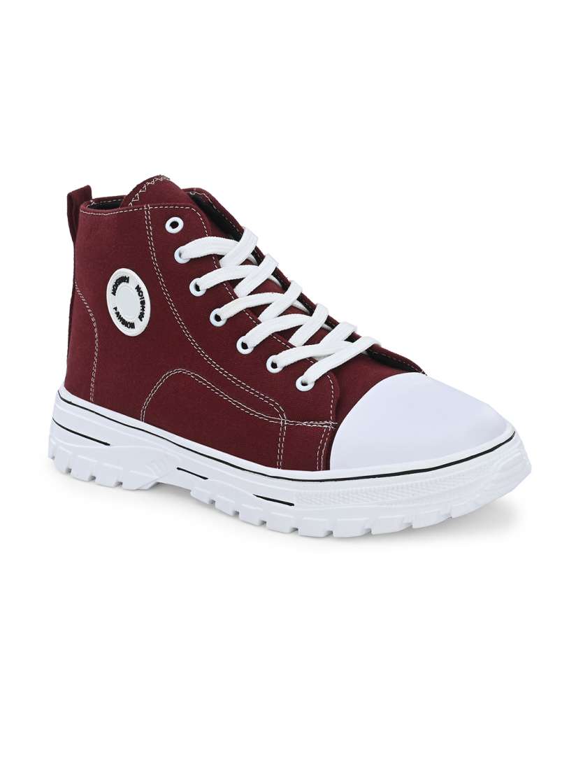 Buy Kook N Keech Men Maroon And White Comfort Insole Mid Top Sneakers Casual Shoes for Men 23428262 Myntra