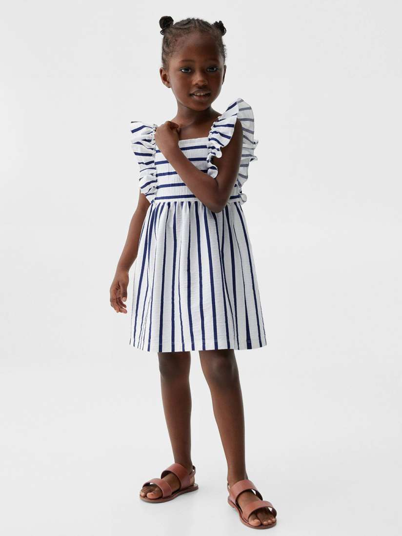 Buy Mango Kids Girls Striped Flutter Sleeves Fit Flare Dress Dresses for Girls 23434162 Myntra