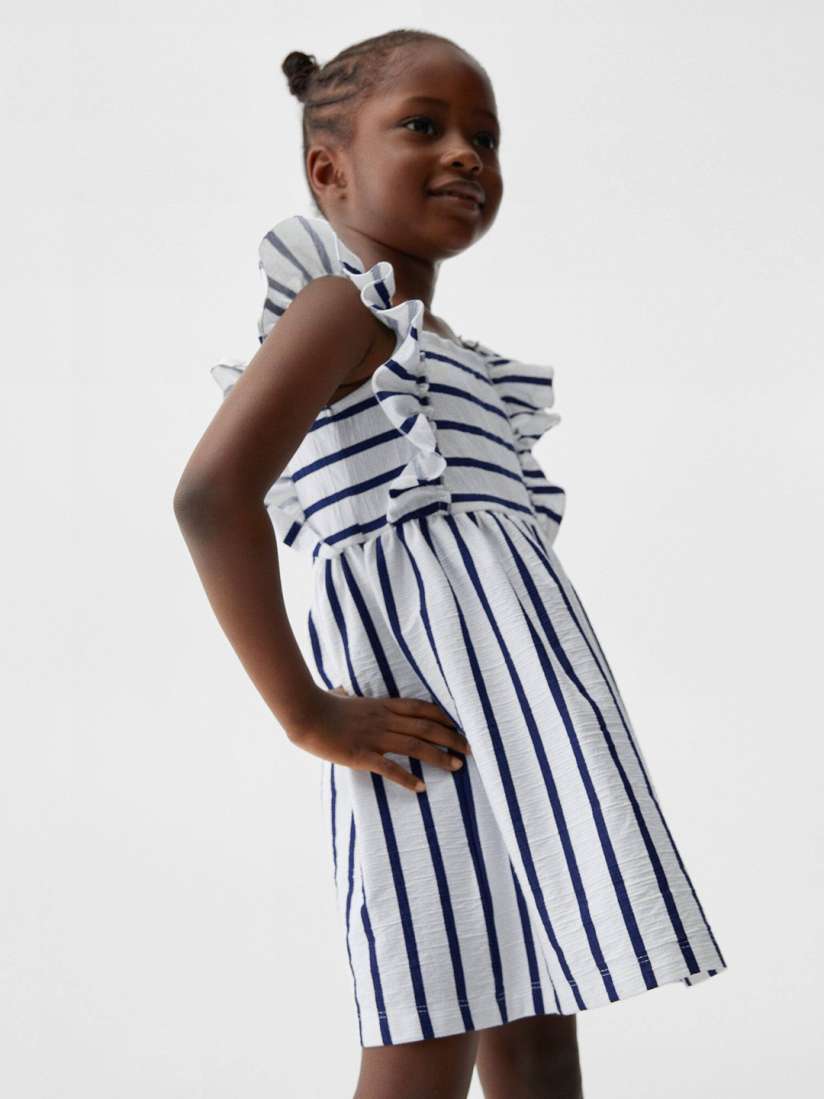 Buy Mango Kids Girls Striped Flutter Sleeves Fit Flare Dress Dresses for Girls 23434162 Myntra