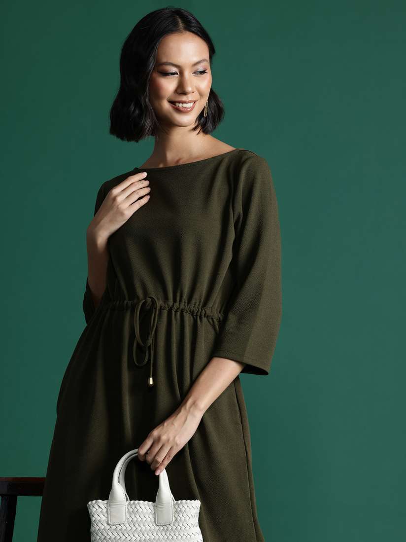 Buy Sangria Knitted Waist Tie Up High Low Shift Dress Dresses for Women 23439260 Myntra