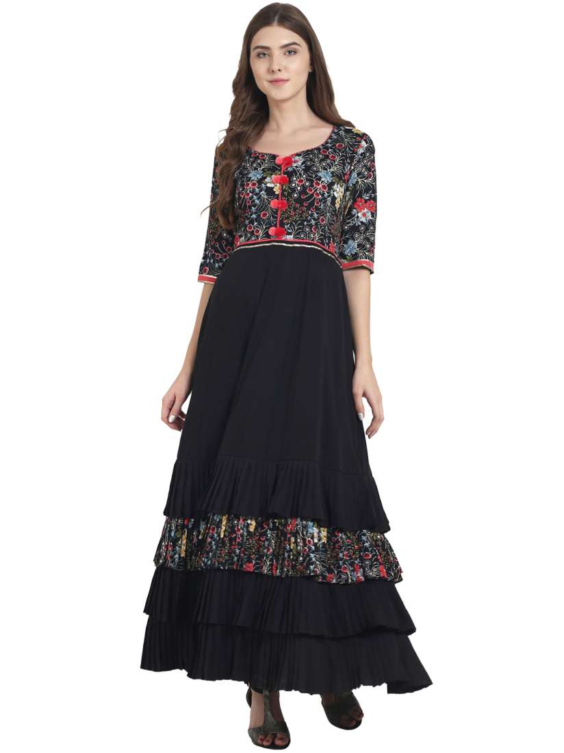 Buy Nayo Women Black Printed Anarkali Kurta Kurtas for Women 2344165 Myntra