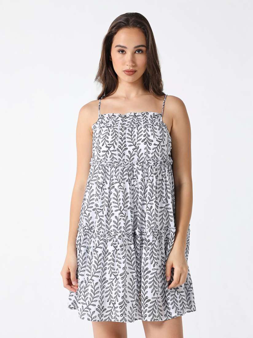 Buy Pepe Jeans Floral Printed Shoulder Strap Tiered A Line Dress Dresses for Women 23443406 Myntra