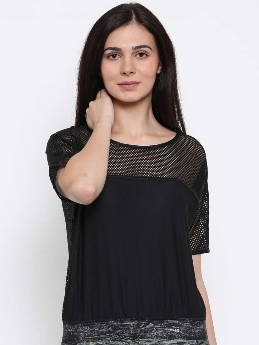 Buy Puma Women Black Self Design Explosive Mesh Semi Sheer Boxy Top Tops for Women 2344579 Myntra