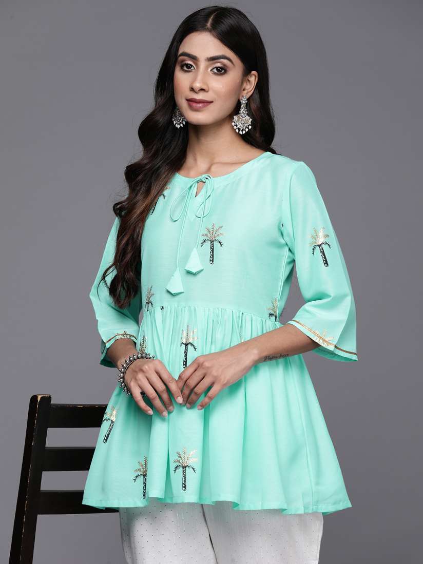 Buy Libas Floral Printed Flared Sleeves Pleated Kurti Kurtis for Women 23453104 Myntra