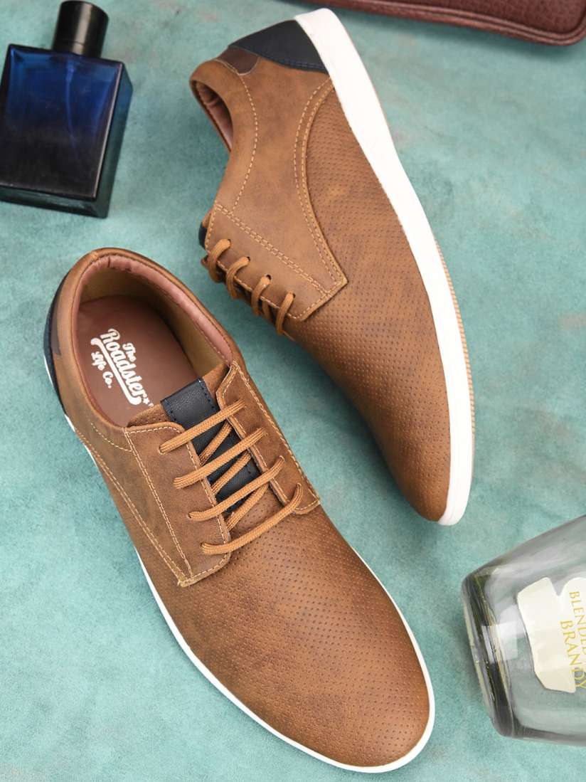 Buy Roadster Men Tan Brown White Lightweight Comfort Insole Contrast Sole Sneakers Casual Shoes for Men 23453724 Myntra