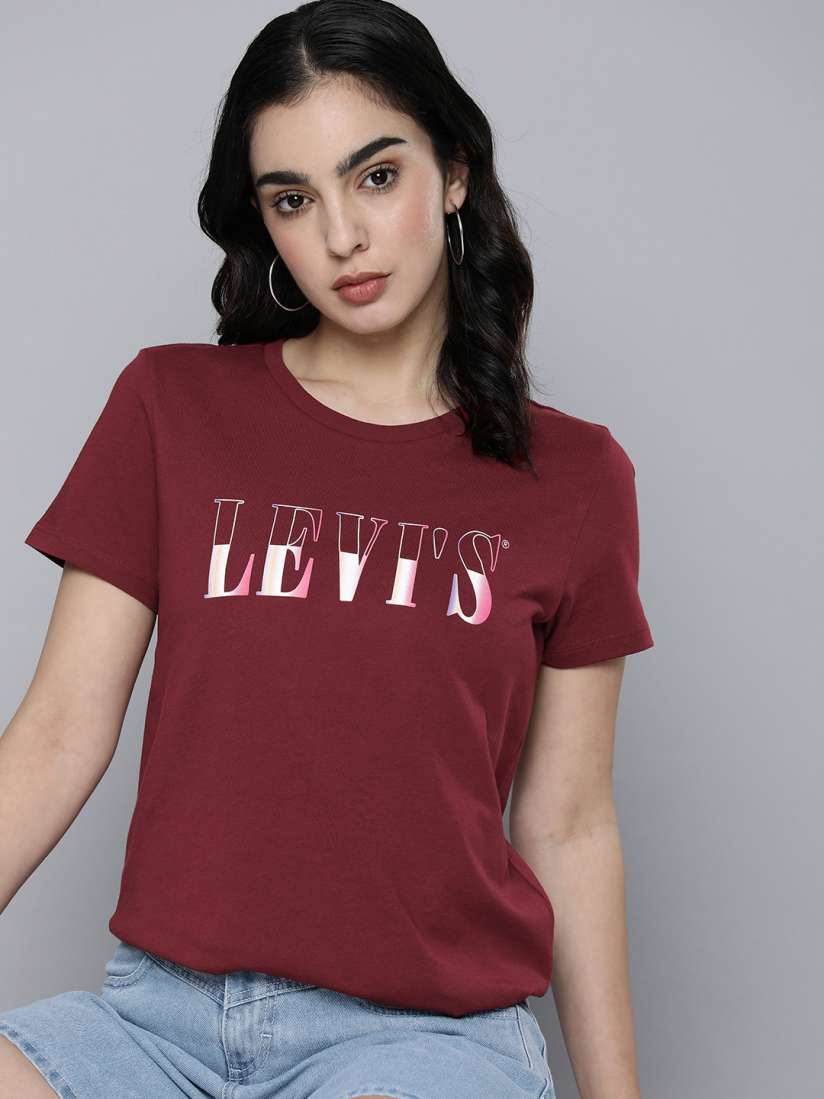 Buy Levis Graphic Printed Pure Cotton T shirt Tshirts for Women 23465352 Myntra
