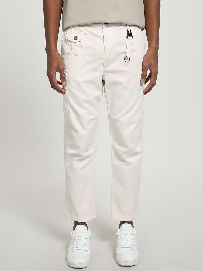 Buy ALCOTT Men White Slim Fit Pure Cotton Cropped Trousers Trousers for Men 23474784 Myntra