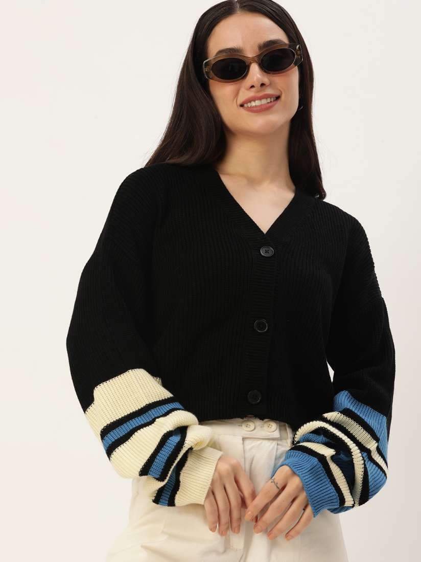 Buy Mast Harbour Long Sleeves V Neck Cardigan Sweaters for Women 23476538 Myntra
