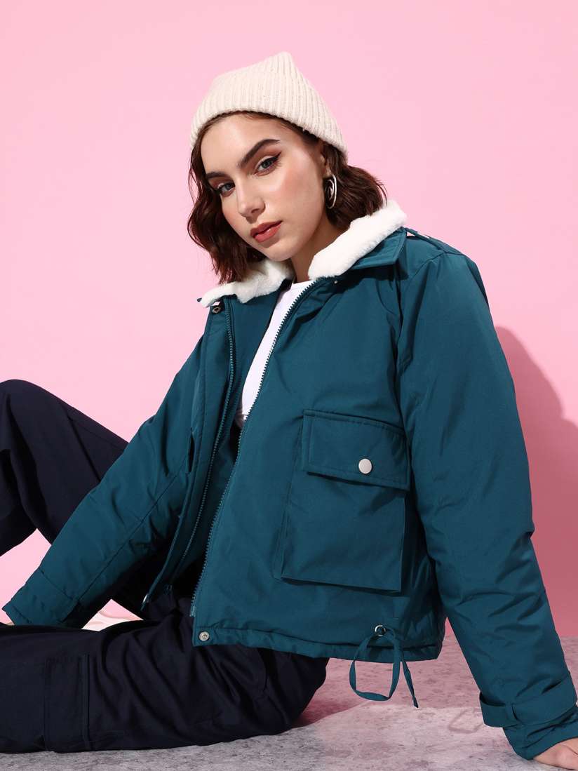 Buy Mast Harbour Solid Faux Fur Trim Puffer Jacket Jackets for Women 23476968 Myntra