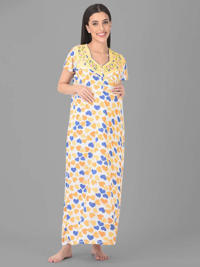 Buy Noty Printed Maternity Maxi Nightdress Nightdress for Women 23477676 Myntra