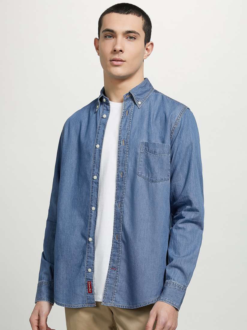 Buy ALCOTT Longline Denim Shirt Shirts for Men 23477850 Myntra