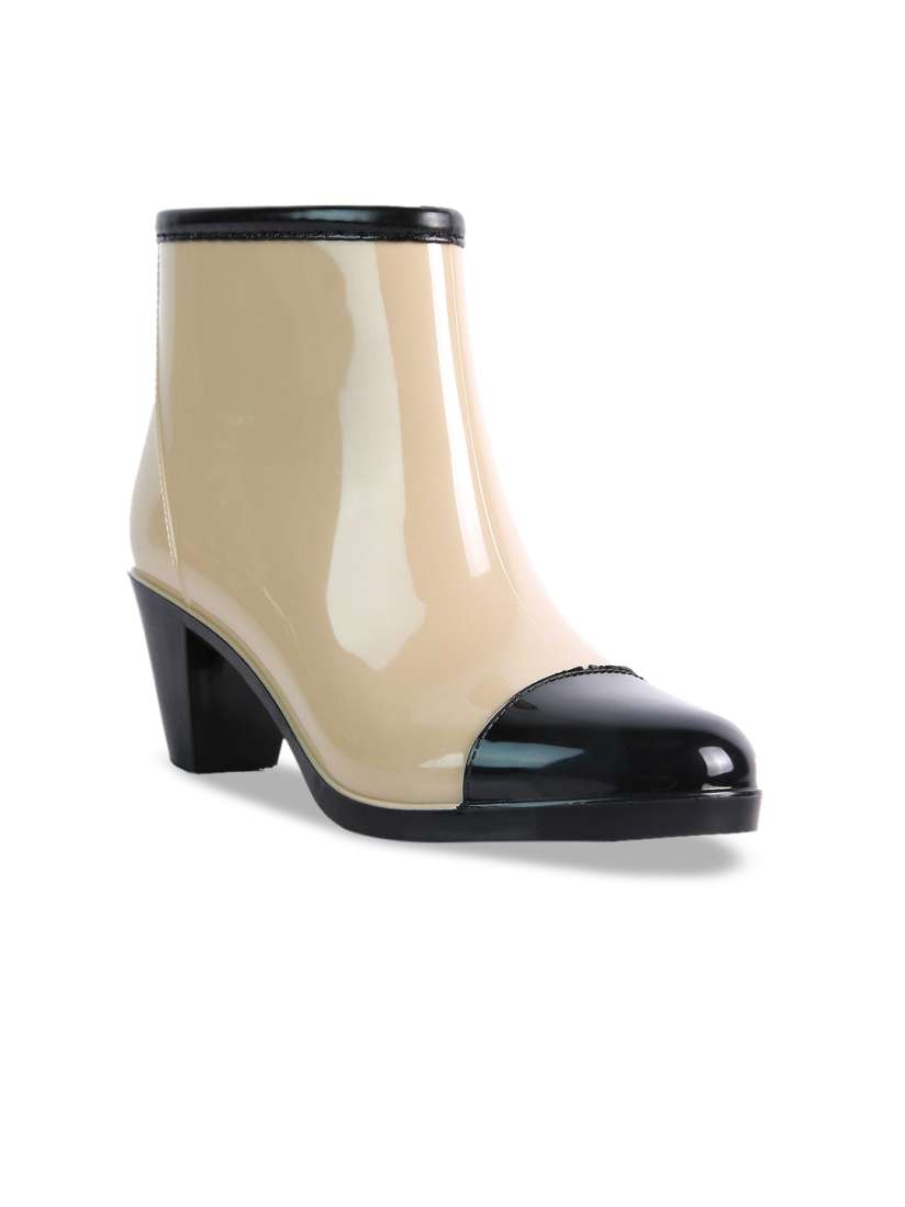 Buy London Women Pointed Toe Colourblocked Mid Top Block Heel Rain Boots Boots for Women 23479568 Myntra