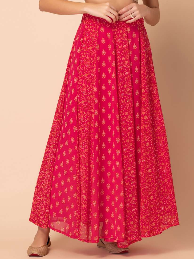 Buy INDYA Ethnic Motifs Printed Flared Maxi Skirt Skirts for Women 23482538 Myntra