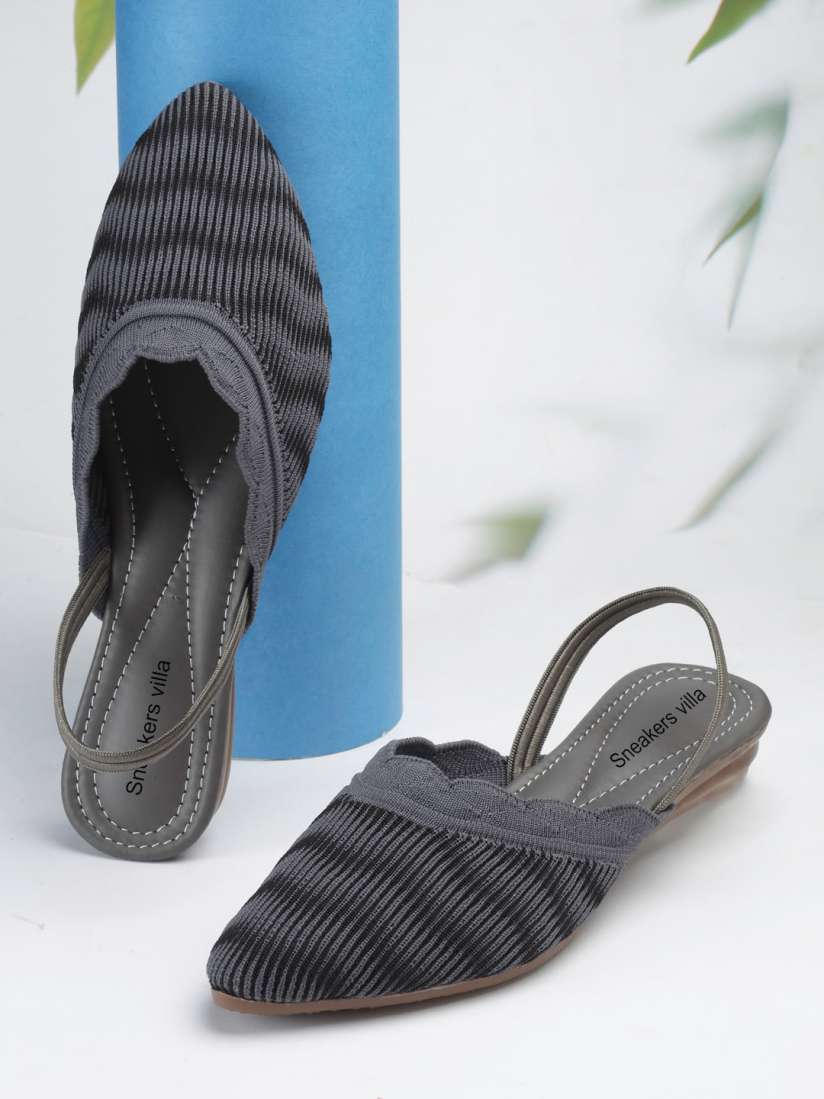 Buy sneakers villa Pointed Toe Textured Mules With Backstrap Flats for Women 23484976 Myntra