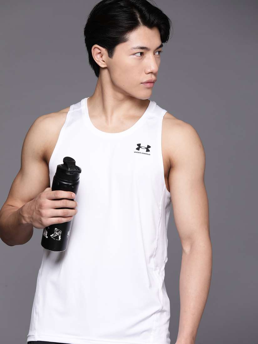 Buy UNDER ARMOUR Brand Logo Print Detail Slim Fit Heat Gear Fitted Tank T shirt Tshirts for Men 23493300 Myntra