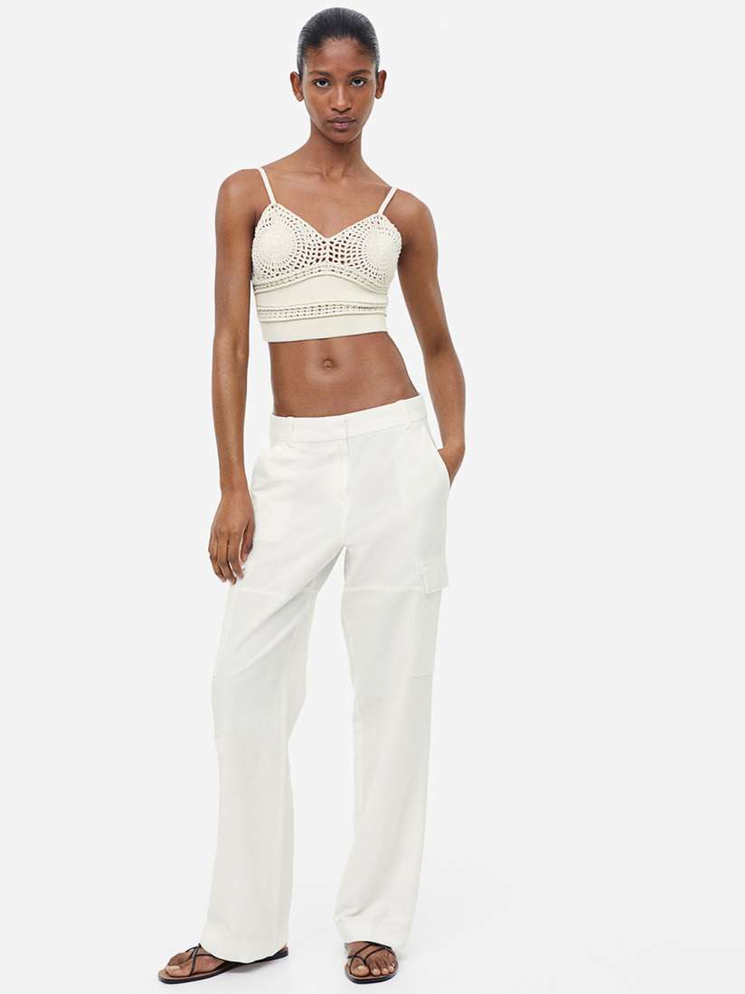 Buy H M Women Linen Blend Cargo Trousers Trousers for Women 23495554 Myntra