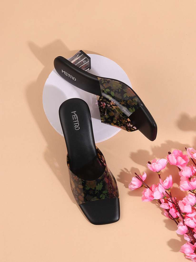 Buy Metro Printed Block Heel Mules Heels for Women 23495934 Myntra