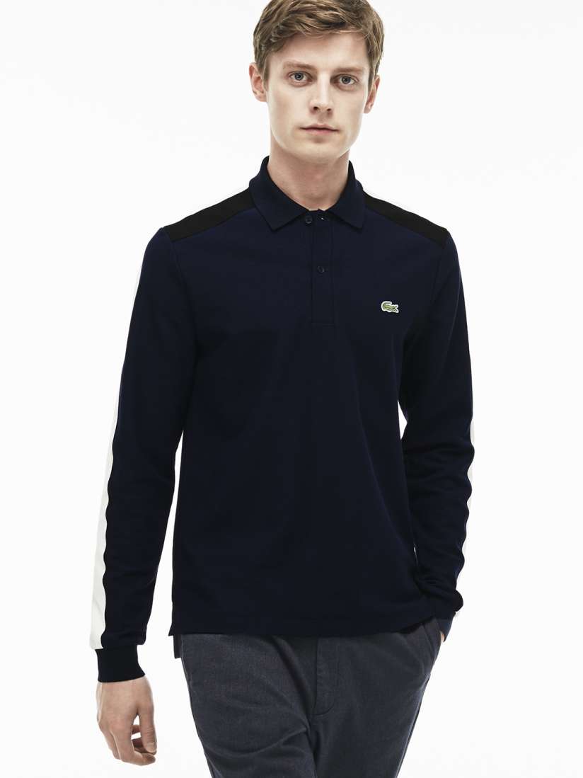 Buy Lacoste Men Navy Blue Solid Polo Collar T shirt Tshirts for Men 2351186 Myntra