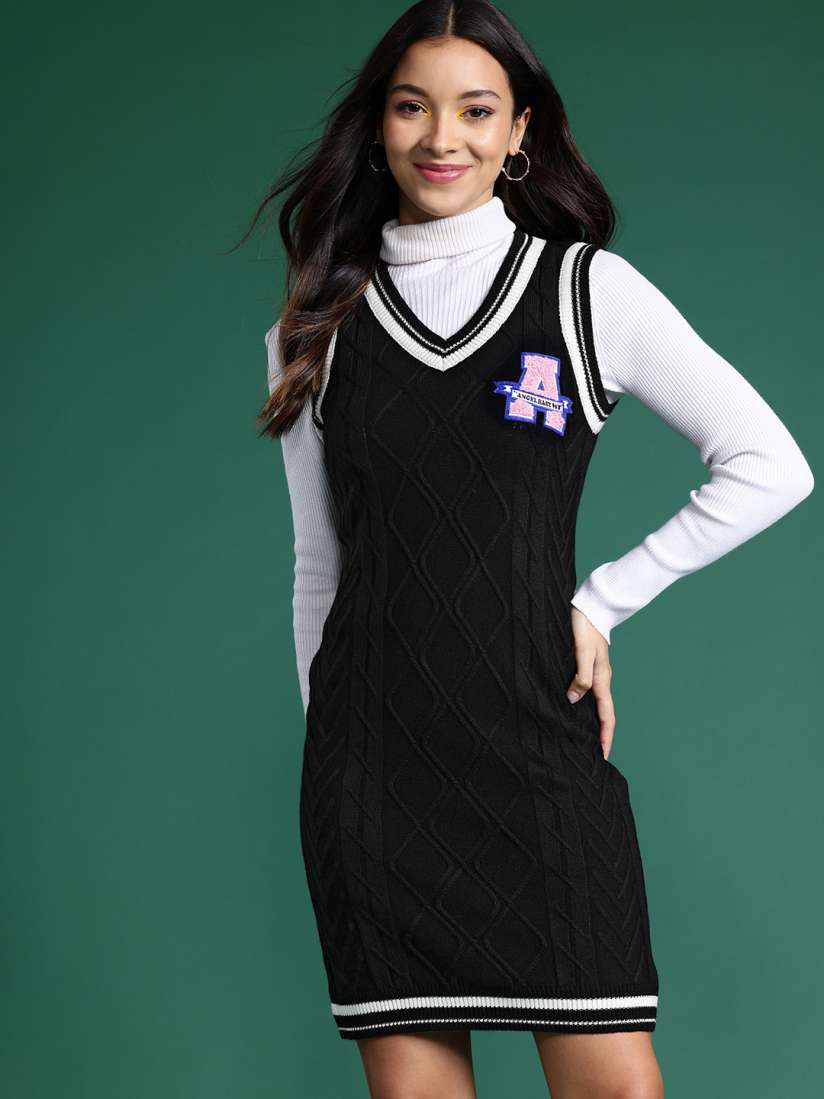 Buy DressBerry Acrylic Sleeveless Mini Sweater Dress Dresses for Women 23515034 Myntra