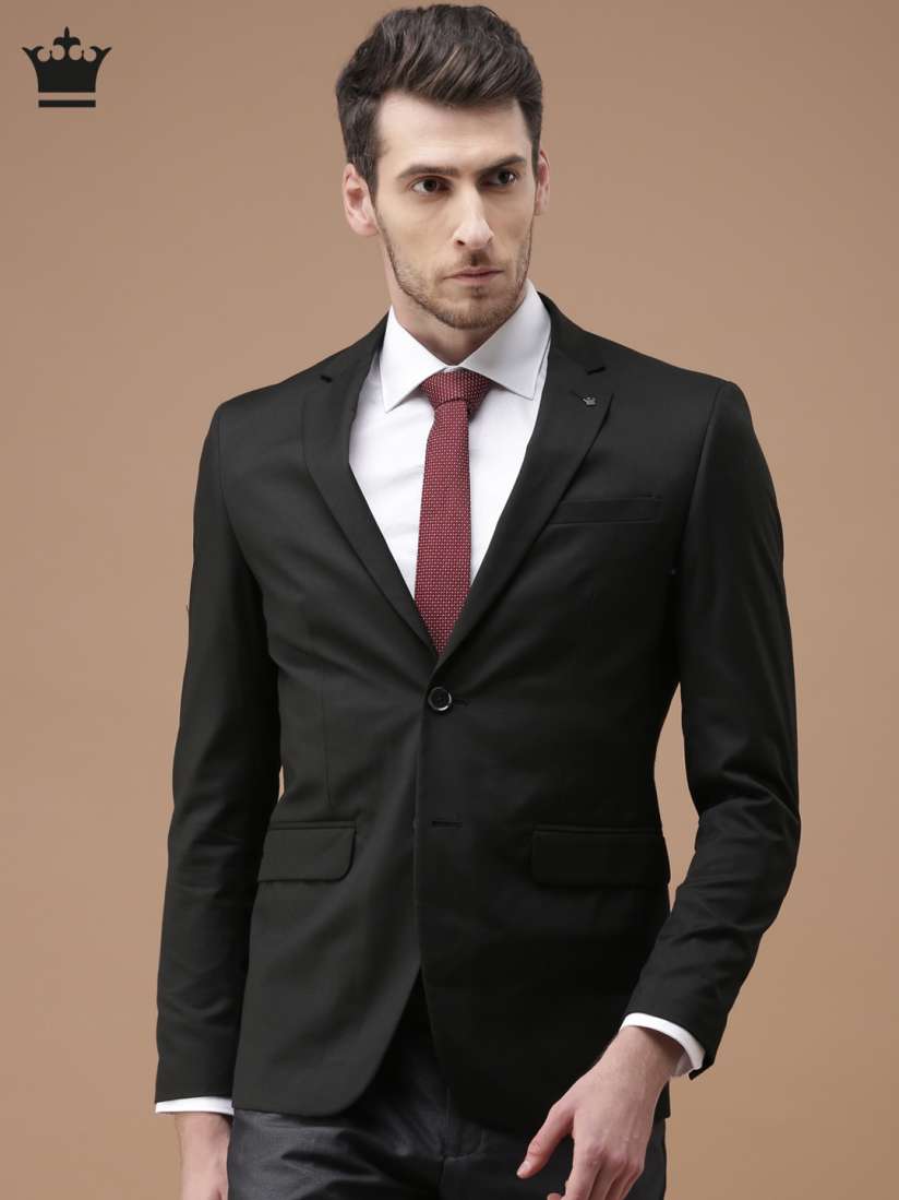 Buy Louis Philippe Black Milano Fit Single Breasted Formal Blazer Blazers for Men 2351865 Myntra