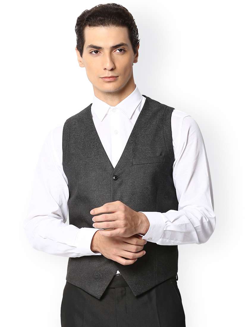 Charcoal Grey Waistcoat Sleeveless Formal Waistcoat