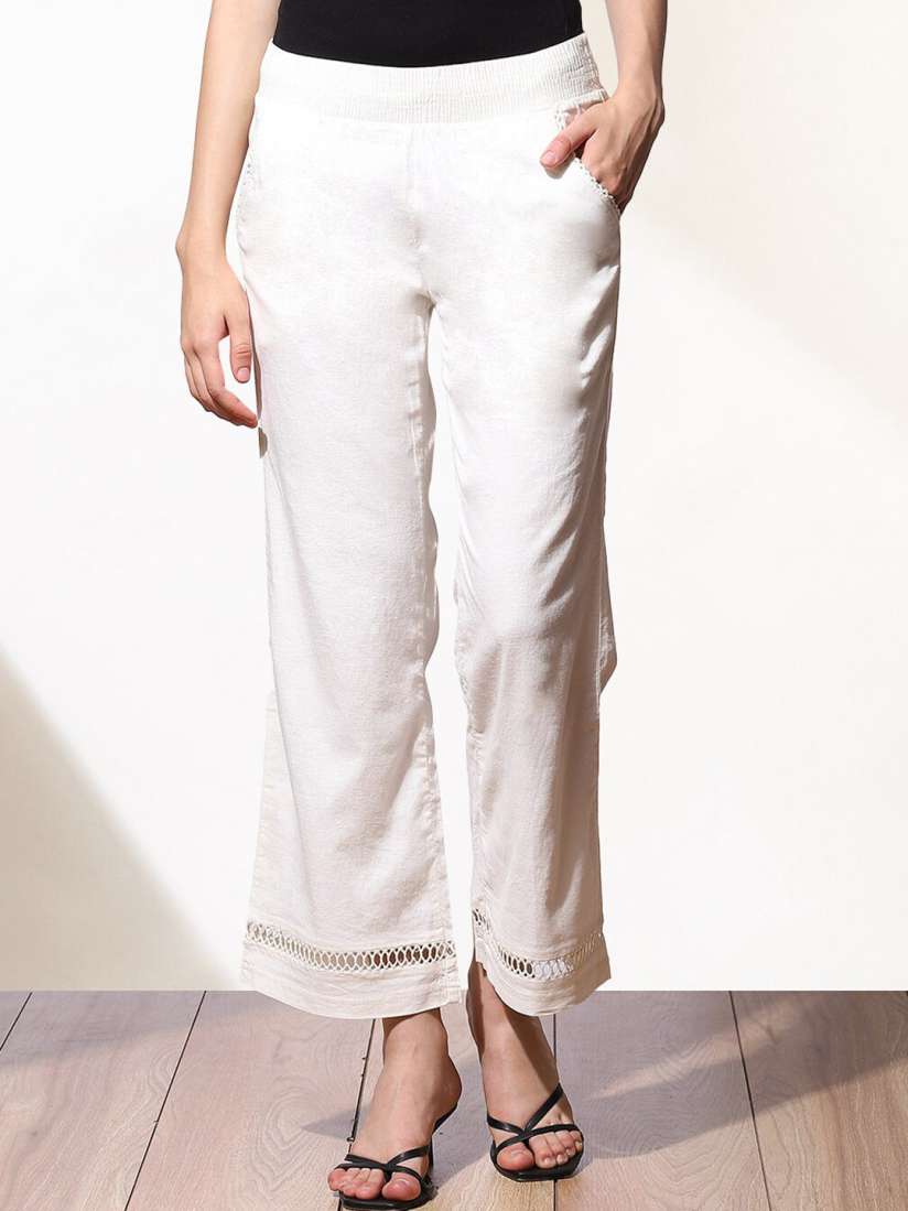Buy Lakshita Women Lace Cotton Linen Palazzos Palazzos for Women 23529870 Myntra