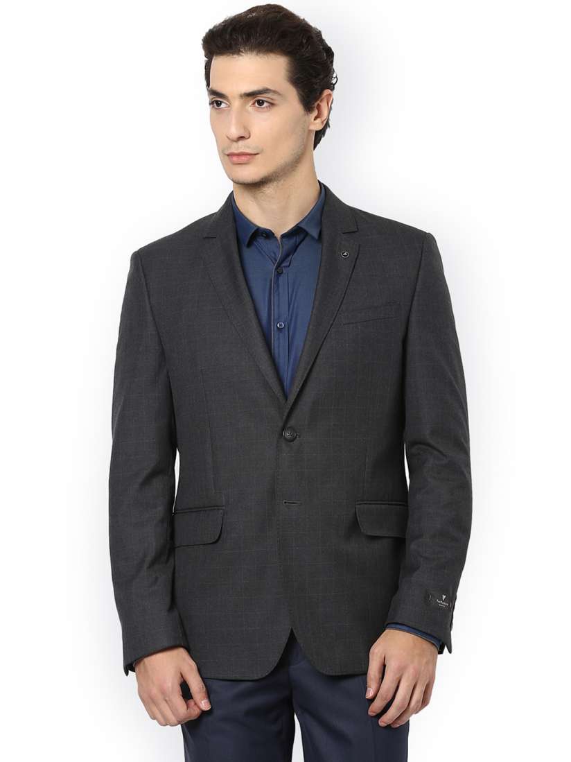 Buy Van Heusen Charcoal Grey Self Checked Single Breasted Slim Fit Formal Blazer Blazers for Men 2353247 Myntra