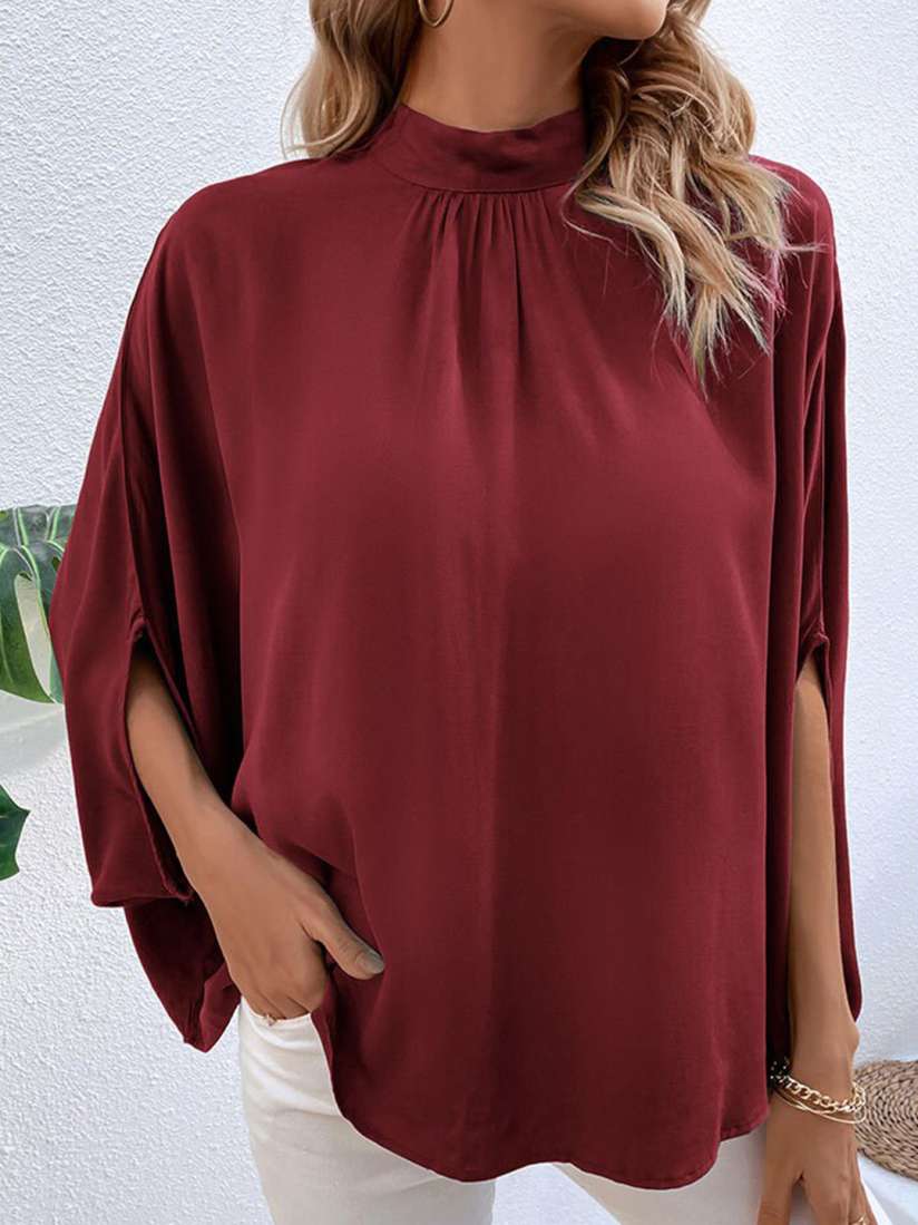 Buy StyleCast Red High Neck Batwing Sleeve Regular Top Tops for Women 23534070 Myntra