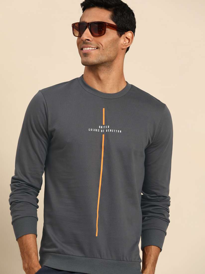 United colors of benetton men's cotton sweatshirt on sale