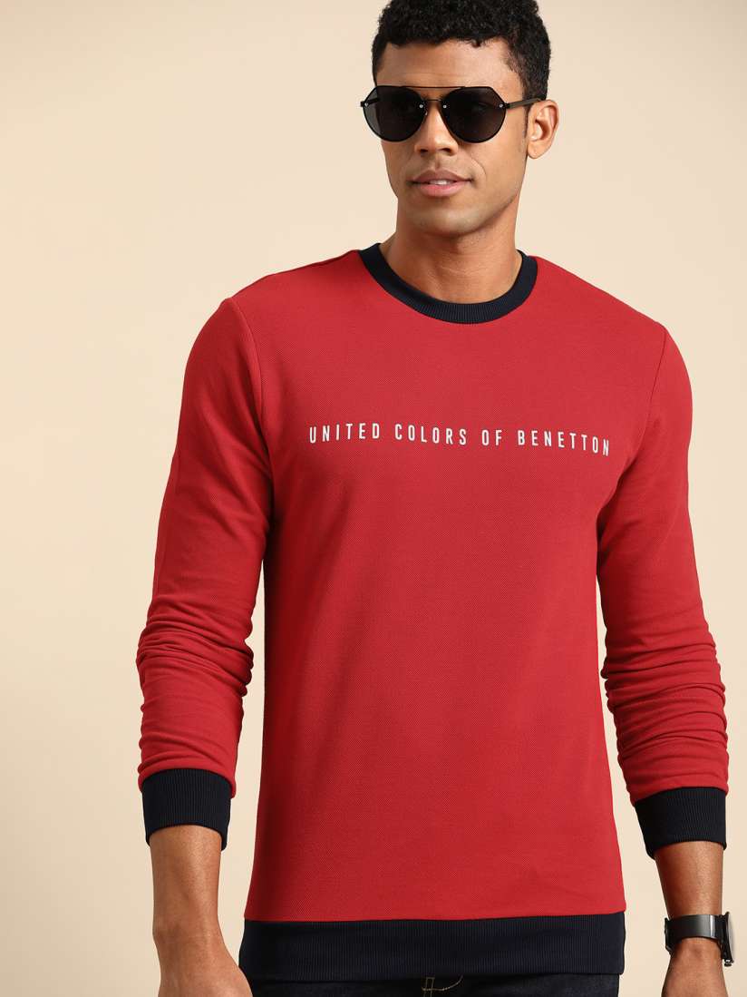 United colors of benetton full sleeve solid men's sweatshirt cheap