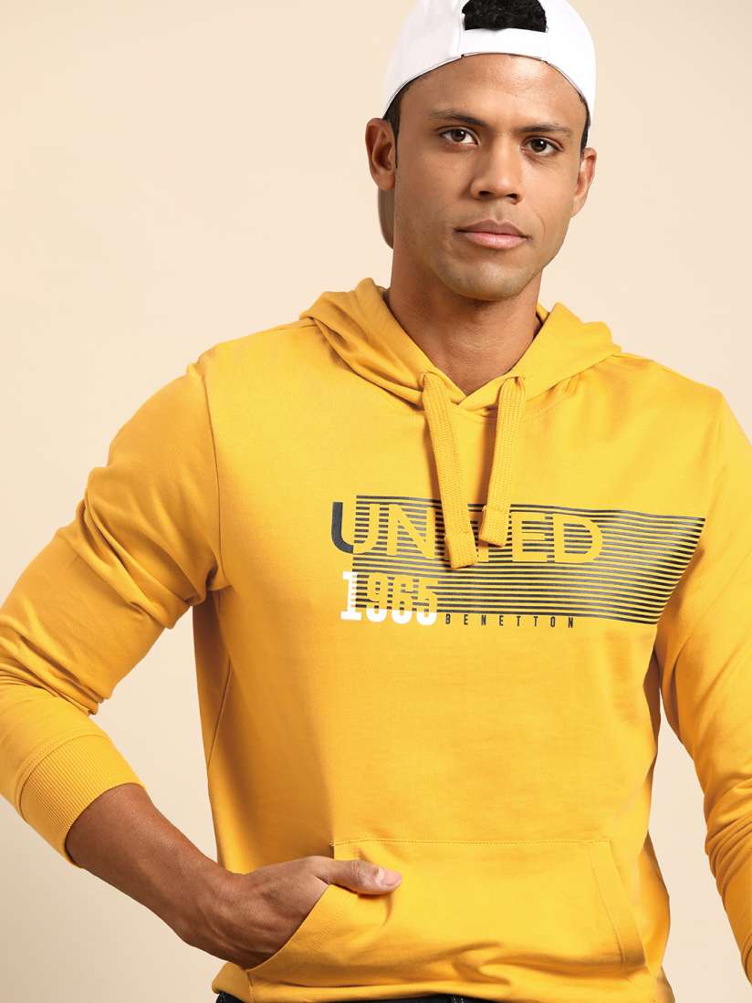 Buy United Colors of Benetton Brand Detail Printed Pure Cotton Hooded Sweatshirt Sweatshirts for Men 23535400 Myntra