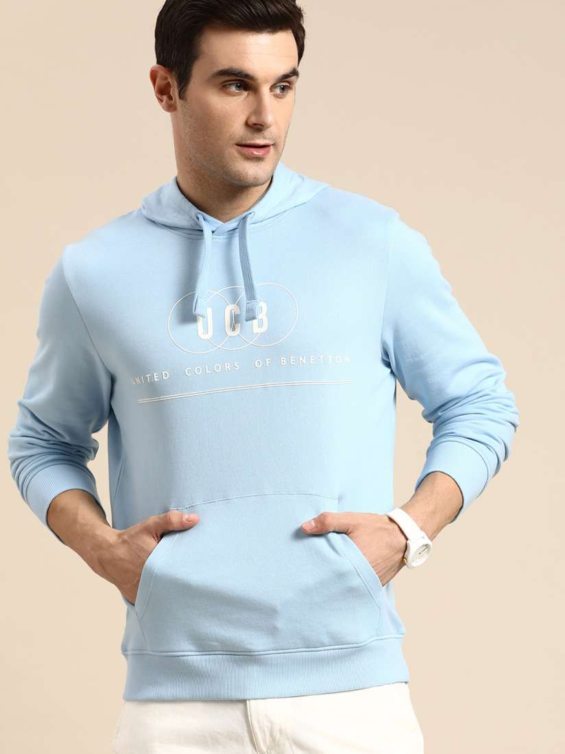Buy United Colors of Benetton Brand Detail Printed Pure Cotton Hooded Sweatshirt Sweatshirts for Men 23535558 Myntra