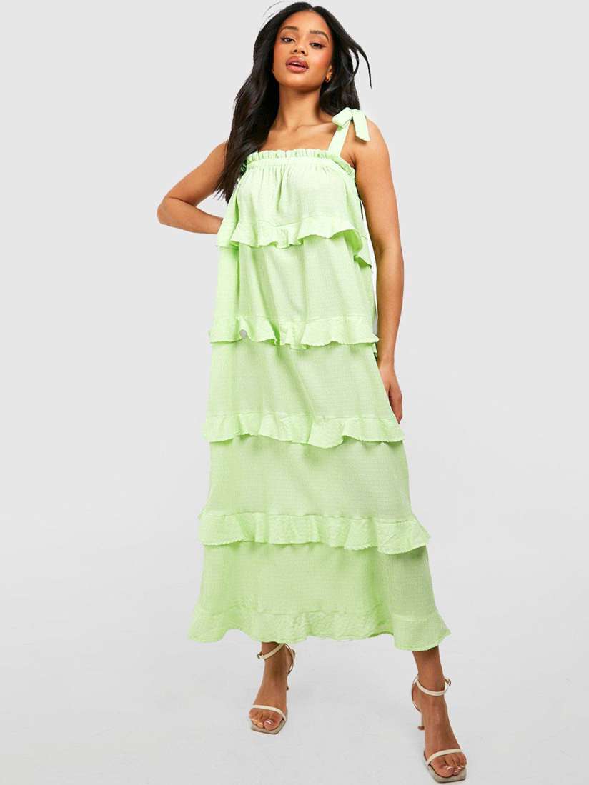 Buy Boohoo Textured Ruffle Tiered Maxi Dress Dresses for Women 23542026 Myntra